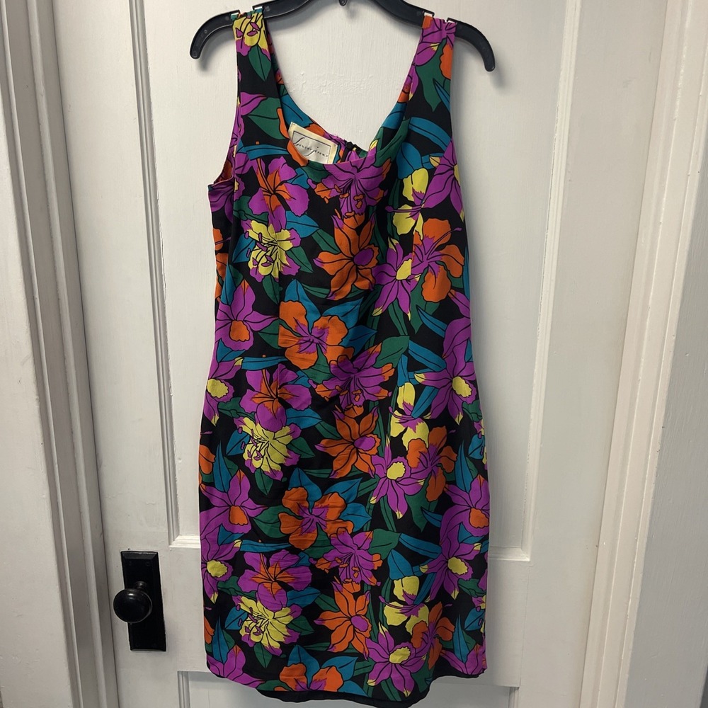 Vintage 90's Spenser Jeremy Dress 100% Silk Womens 10 Bright Floral Sleeveless